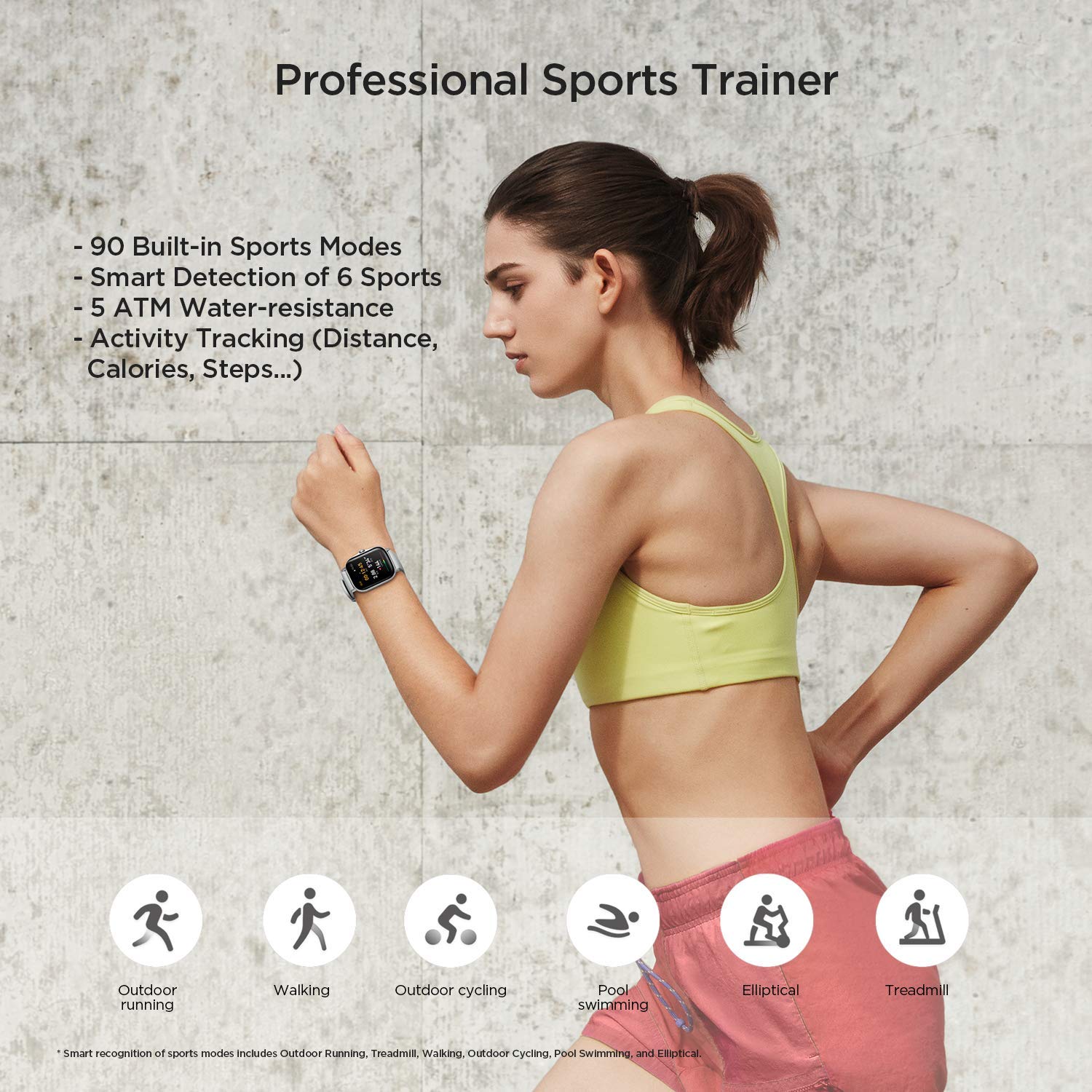 Amazfit GTS 2 Smart Watch for Men & Women - Compatible with Android & iPhone, Bluetooth Call, Alexa Built-in, GPS Fitness Tracker with 90+ Sports Modes, Blood Oxygen/Heart Rate/Sleep Monitor, 5ATM Waterproof (Grey) - Perfect for Running, Swimming & Daily Activity Tracking