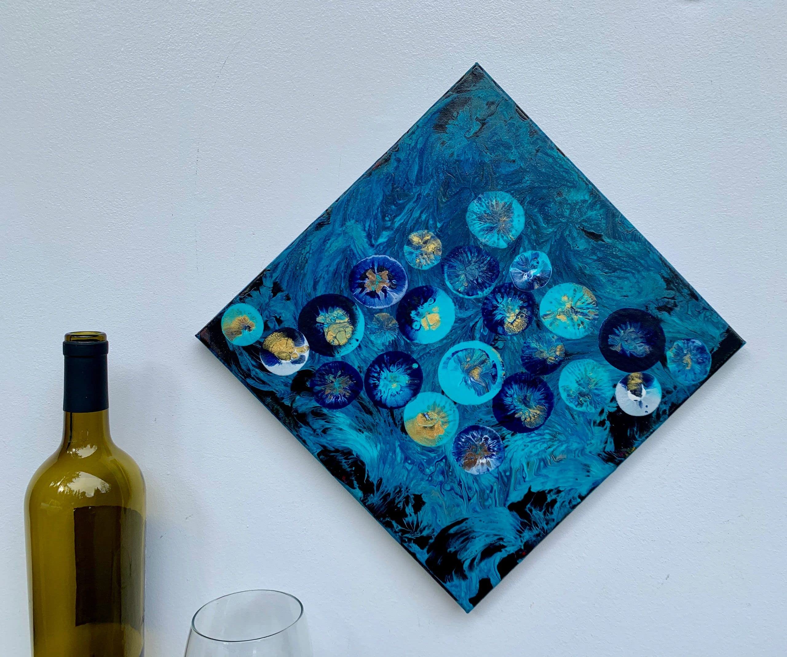 Midnight Balloon Race Acrylic Pour Painting - Abstract Wall Art for Living Room, Bedroom & Office Decor