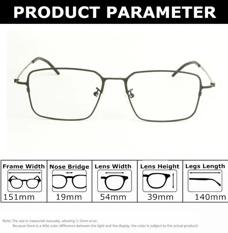 Aimee Unisex Full Rim Square Titanium Eyeglasses Frame 15502 - Lightweight Durable Glasses for Men & Women - Perfect for Reading, Work, and Daily Wear