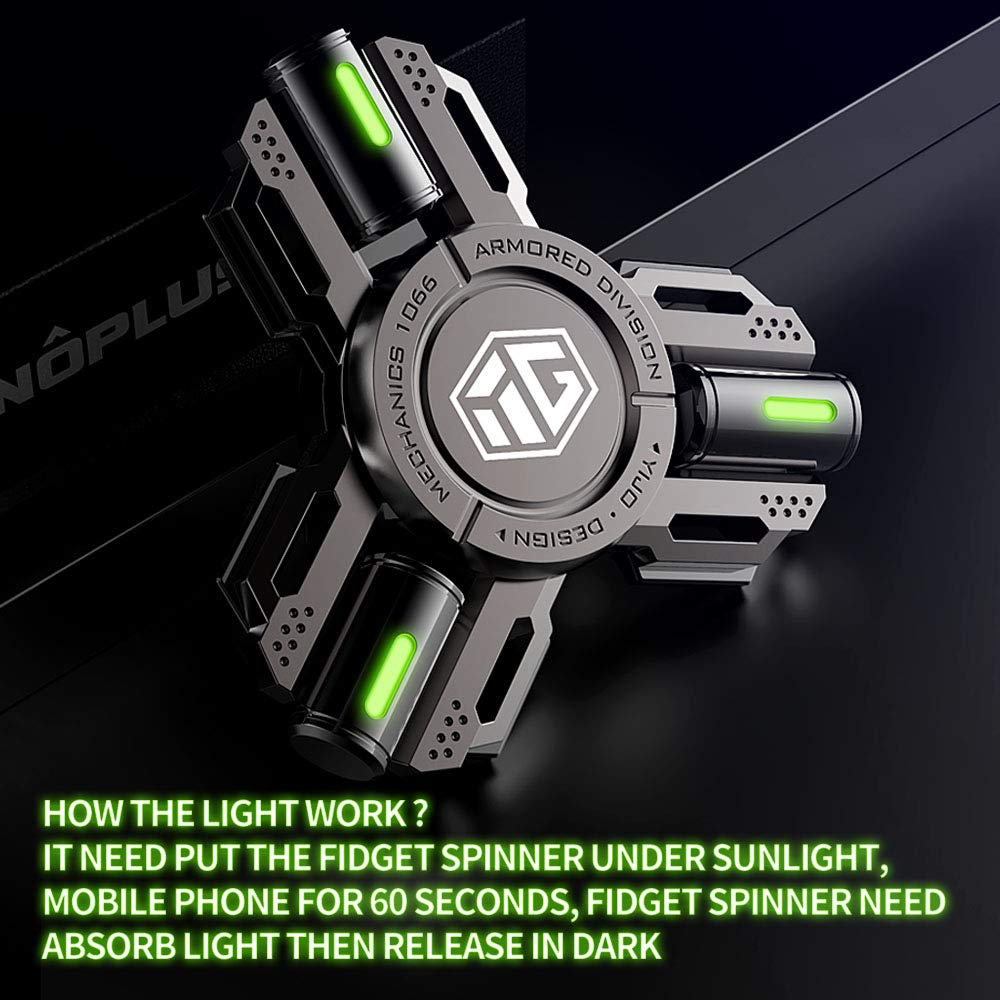 Premium Metal Fidget Spinners for Adults & Kids - Stress Relief Toys for Anxiety & ADHD - Solar-Powered Luminous Hand Spinners - Perfect for Office, Classroom, Travel & Sensory Play