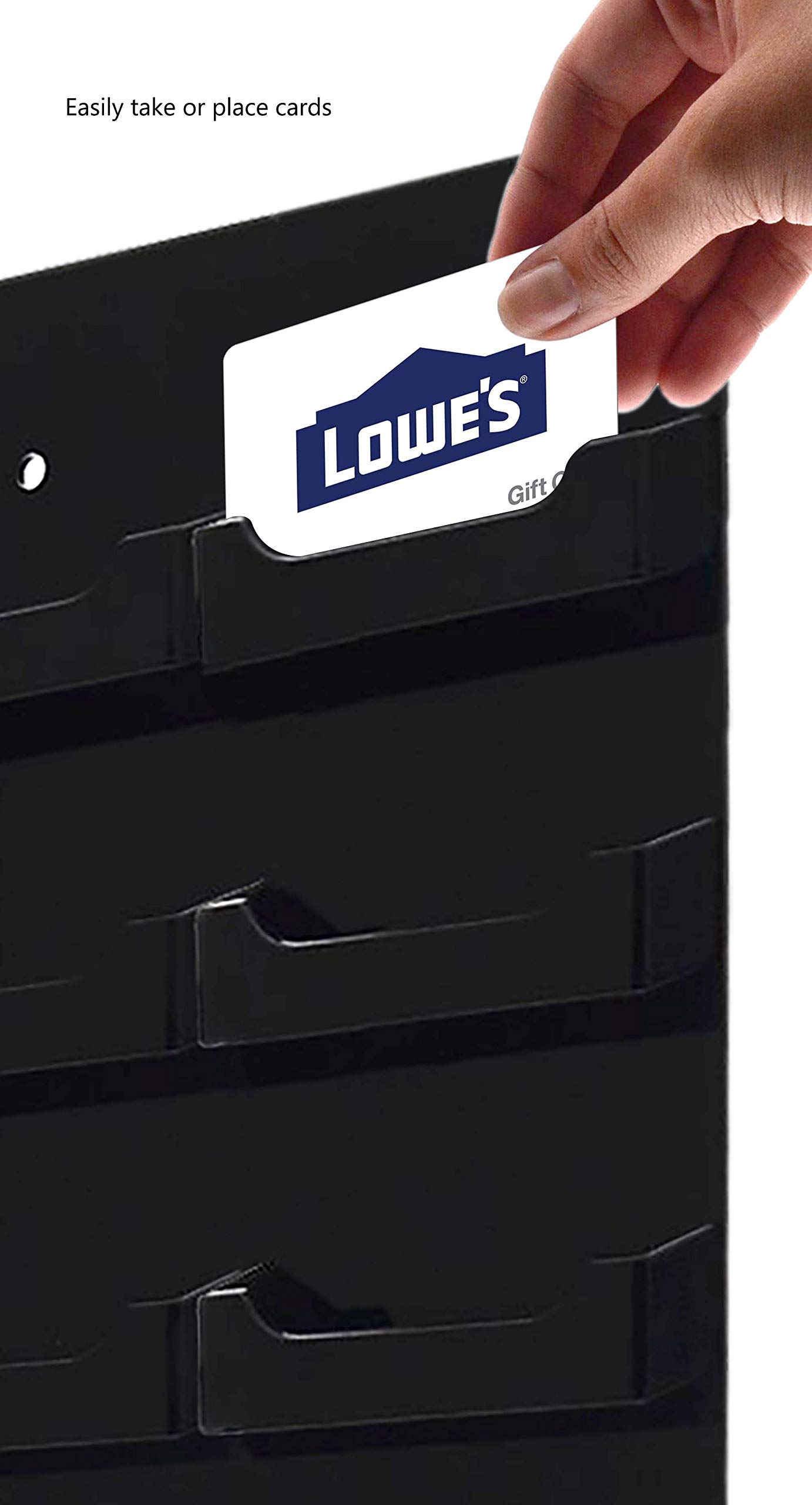 6 Pack Black Acrylic Business Card Holders - 16 Pocket Hanging Display Rack with Hardware for 3.5