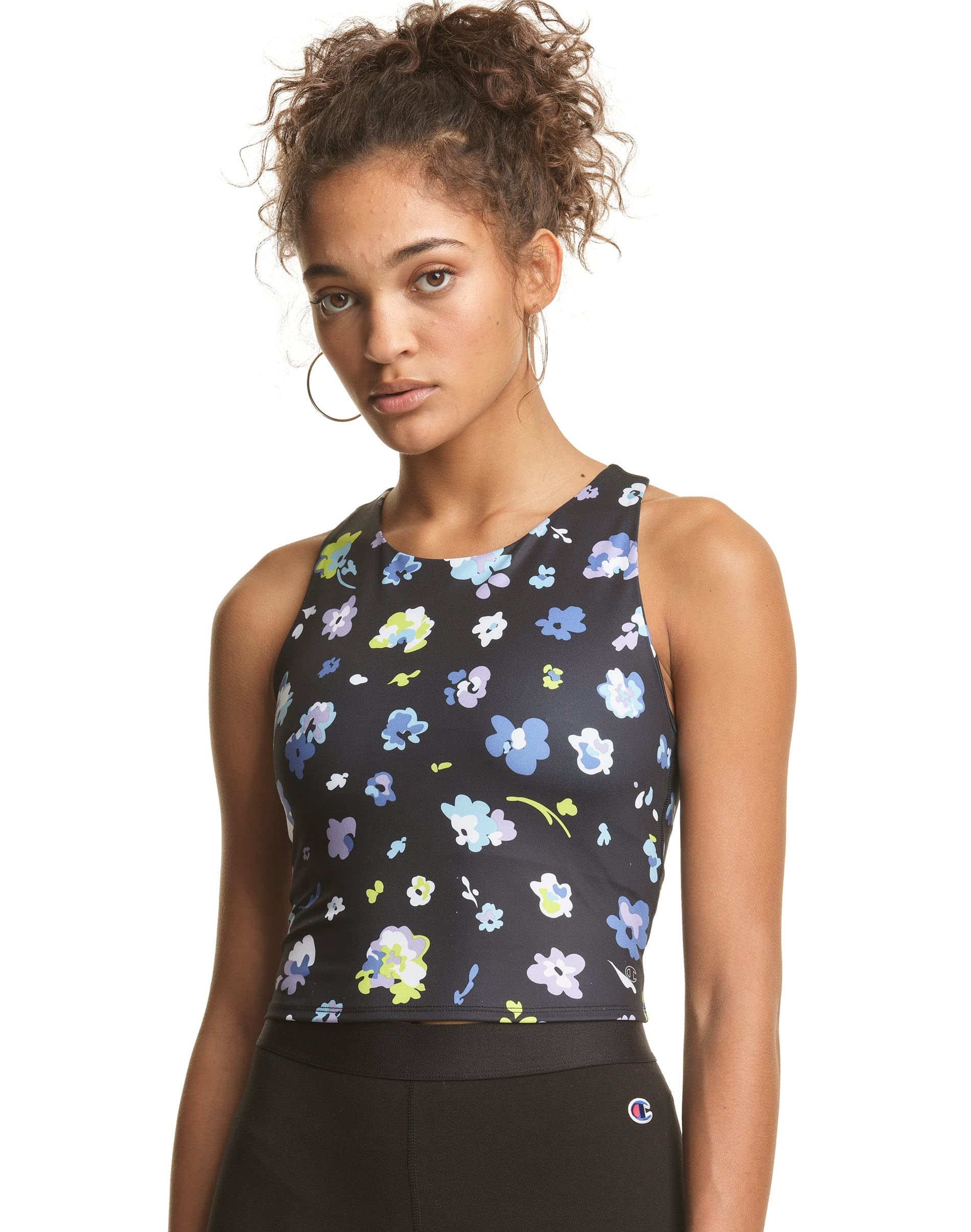 Champion Women's Cropped Fitness Tank Top - Breathable Workout Shirt for Yoga, Gym & Running - Black XS