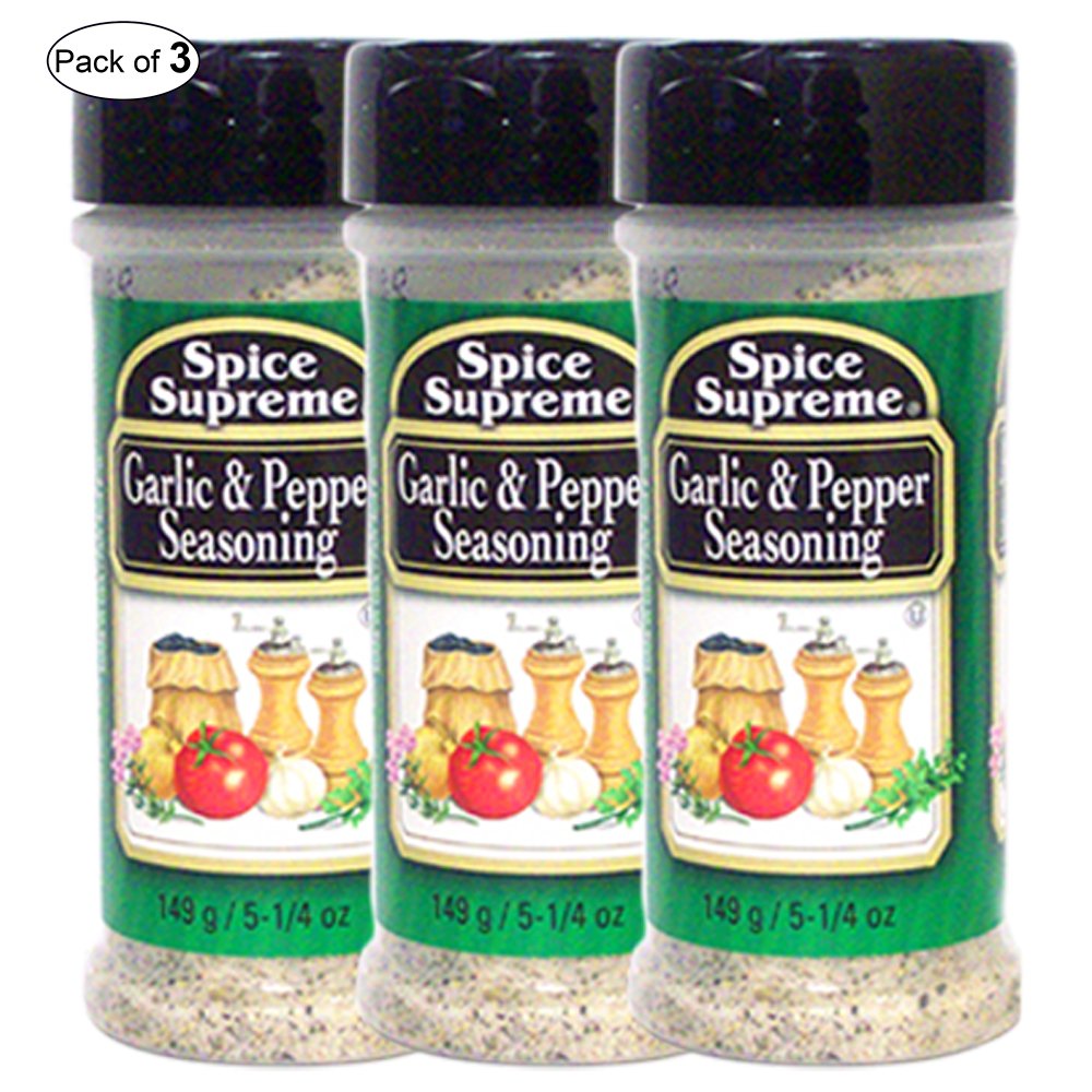 Spice Supreme Garlic & Pepper Seasoning Blend - 3 Pack (149g Each) | All-Purpose Seasoning for Grilling, Roasting & Cooking | Premium Flavor Enhancer for Meats, Vegetables & More