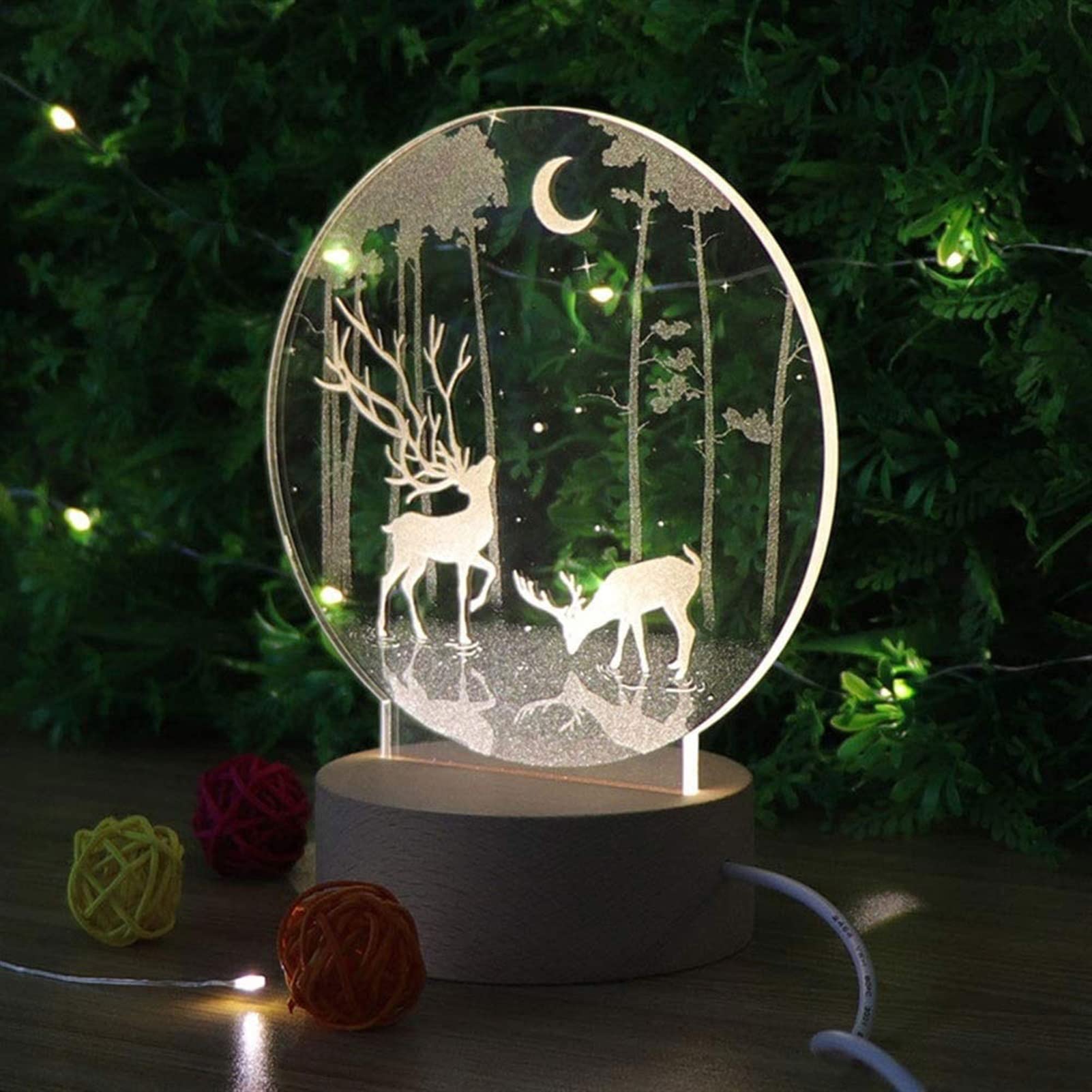 3D Christmas Night Light - Minimalist Acrylic Engraved LED Lamp for Bedroom, Nursery & Home Decor | Fantasy Themed Birthday Gift & Holiday Decoration