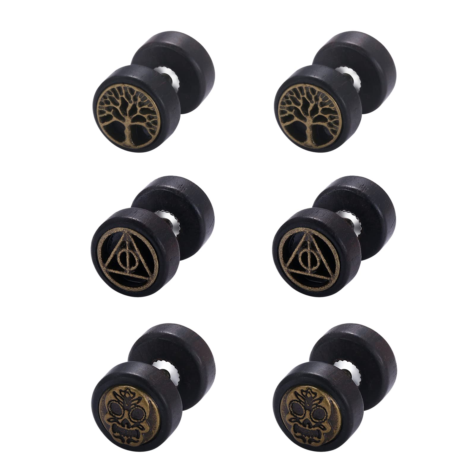Stainless Steel & Wooden Flat Back Earrings for Men and Women - Pack of 2 Pairs (Cupimatch Sleeper Studs) | Perfect for Daily Wear, Gifts & Piercing Healing