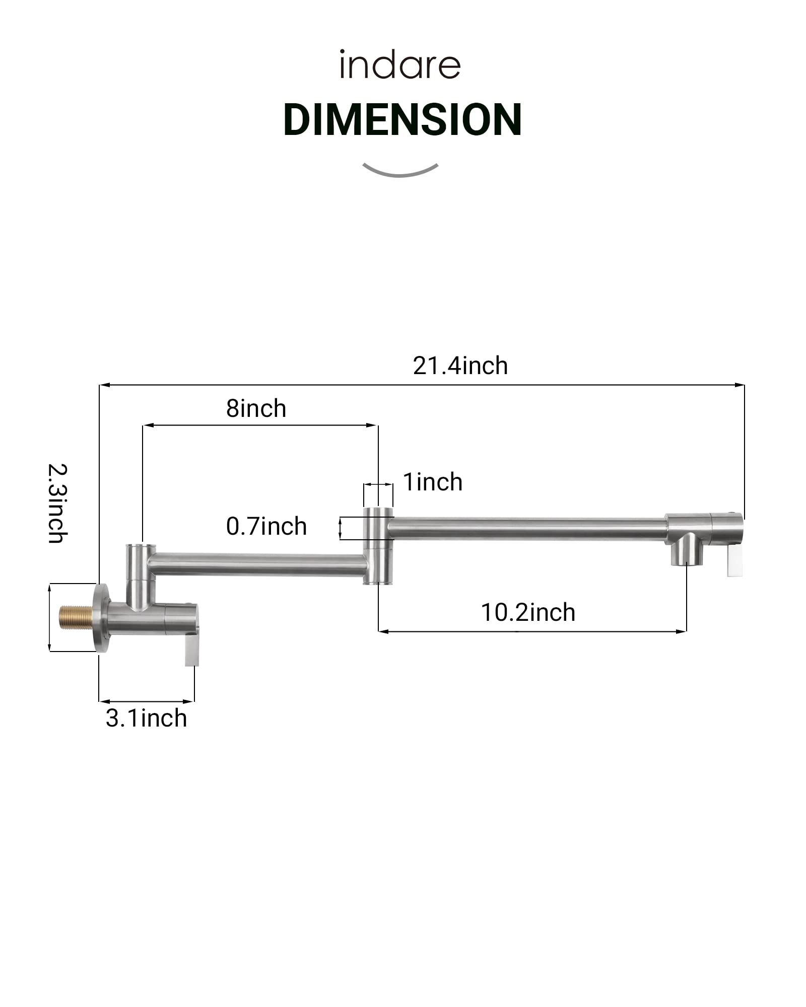 Brass Wall Mounted Pot Filler Faucet with Double Joint Swing Arms - Foldable Kitchen Faucet for Easy Pot Filling Near Stove (Ideal for Cooking, Soup Making & Large Batch Meal Prep)