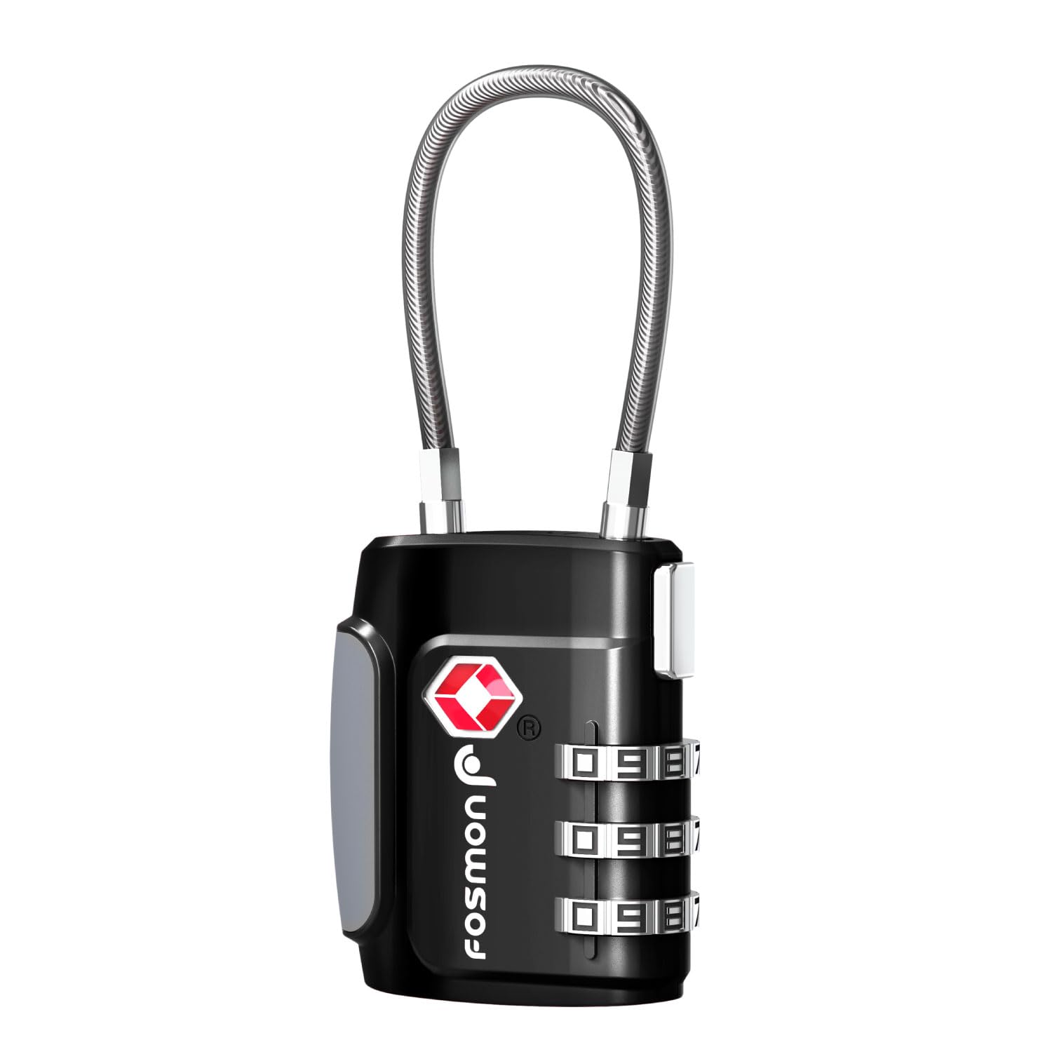 Fosmon TSA Approved 3-Digit Combination Cable Locks for Luggage, Suitcases, Backpacks & Gun Cases - Secure Push-Release Wire Lock with Long Shackle | Travel, Gym & Storage Protection