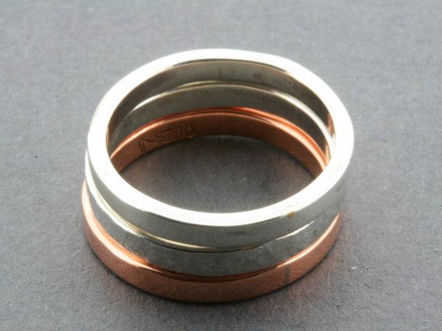 Polished Copper & Sterling Silver Stackable Rings for Women - Elegant Layered Jewelry for Everyday Wear & Special Occasions