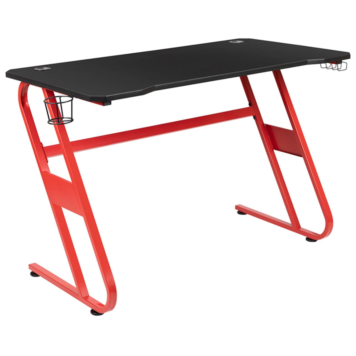 Flash Furniture Red Gaming Desk with Cup Holder & Headphone Hook - Red Reclining Gaming Chair with Footrest - Perfect for PC Gaming Setup, Esports & Home Office