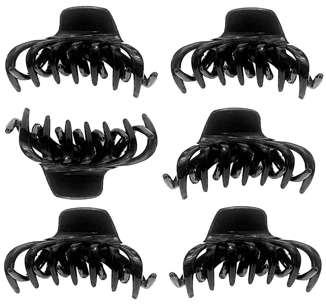 Unbreakable Black Acrylic Octopus Claw Hair Clips for Women & Girls - Pack of 5 Medium Butterfly Hair Accessories - Perfect for School, Parties & Daily Hairstyles