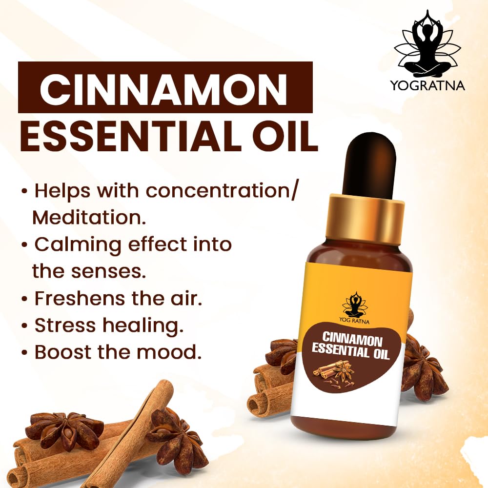 100% Pure Natural Cinnamon Essential Oil for Skin & Hair Care, Home Aromatherapy Diffuser, Undiluted Therapeutic Grade (30ml) - Perfect for Relaxation, Massage & DIY Beauty Products