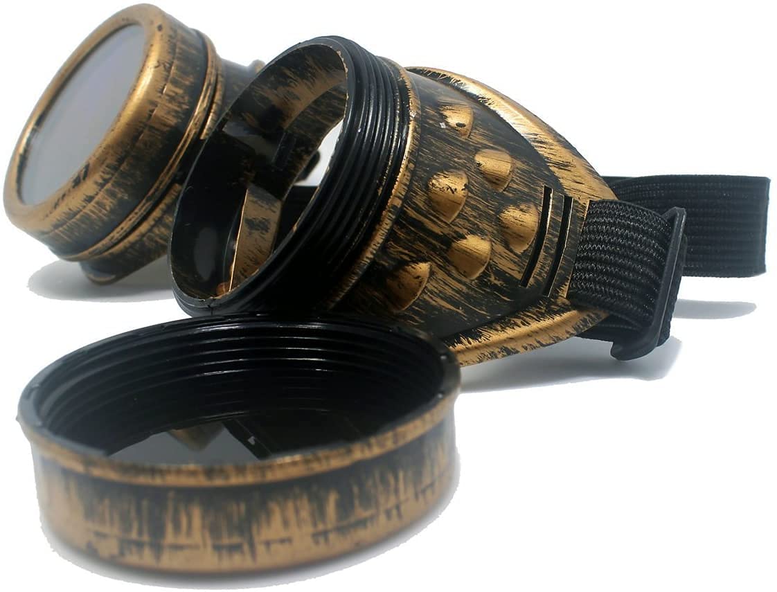 Steampunk Goggles 3-Piece Set - Victorian Retro Sunglasses for Cosplay, Cyberpunk & Gothic Costumes | Perfect for Halloween, Festivals & Steampunk Events