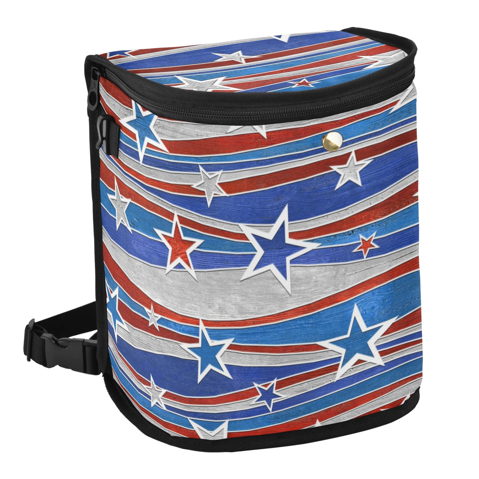 Spill-Proof Car Trash Can with Big Lid - Leakproof Hanging Garbage Bag for Truck & Van - USA Stars & Stripes Design for Independence Day & Christmas - Perfect for Road Trips, Commuting & Holiday Travel