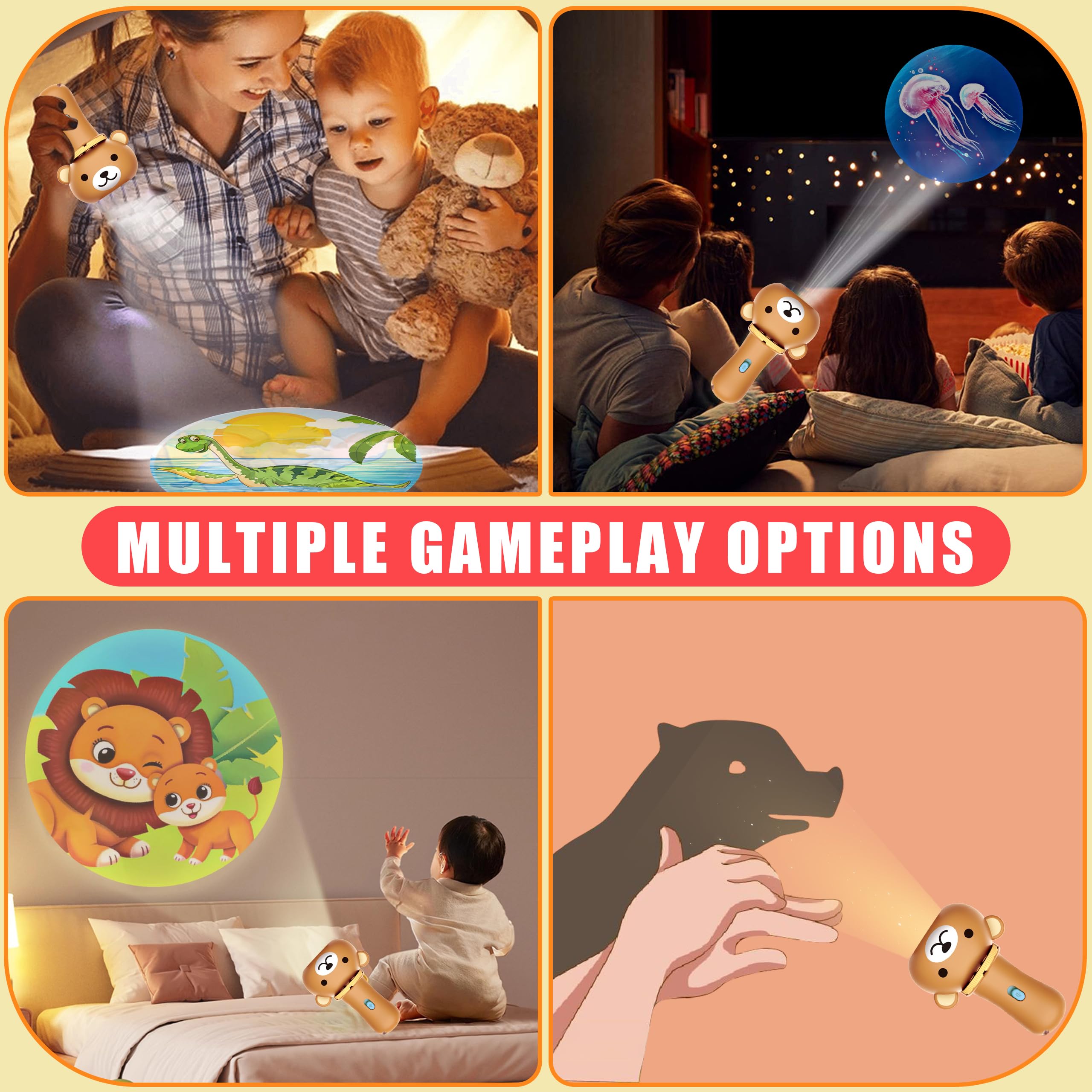 Dinosaur & Alphabet Educational Projector Toy for Toddlers - Kids Learning Flashlight with Numbers, 26 Letters & Multi-Themes | Perfect for Bedtime Stories, Nightlight & Early Childhood Learning