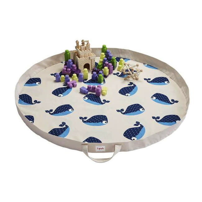 3 Sprouts Play Mat Bag - Whale Design Baby Play Mat Storage Bag for Nursery, Daycare & Travel - Waterproof & Durable Baby Gear Organizer