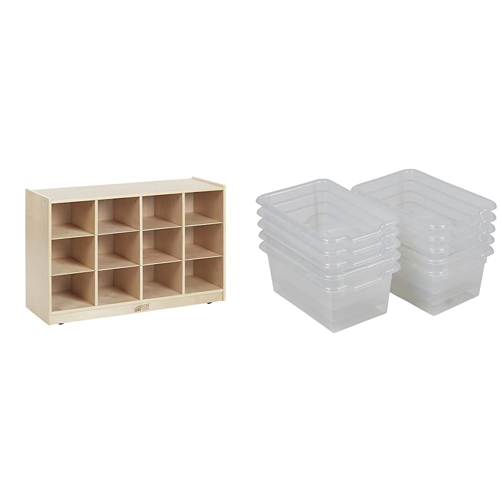 ECR4Kids 12-Cubby Mobile Storage Cabinet with 10 Scoop Front Bins - Classroom Organization, Daycare Storage, Kids Toy Organizer for Playroom & Homeschool