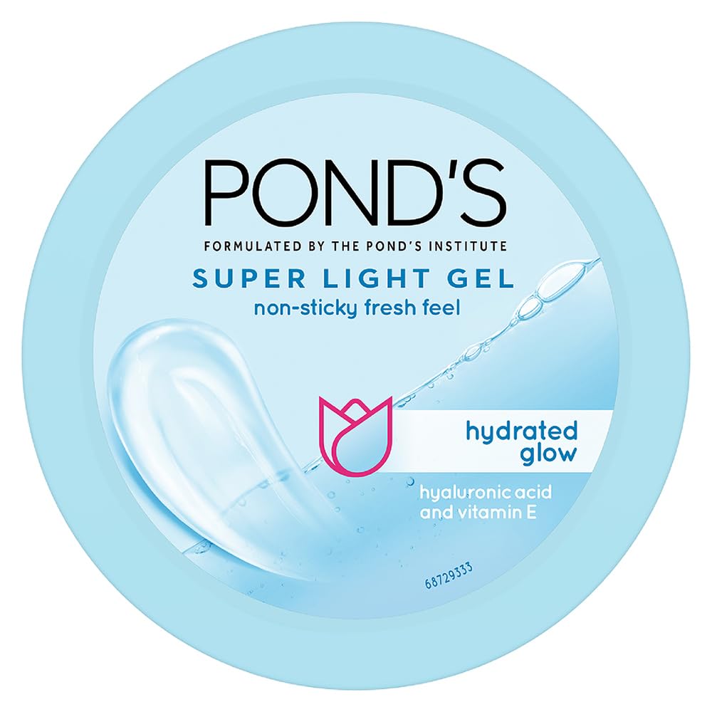Pond's Super Light Gel Oil-Free Moisturizer with Hyaluronic Acid & Vitamin E - 49g Face Cream for Hydration & Glow - Perfect for Daily Skincare & Makeup Base