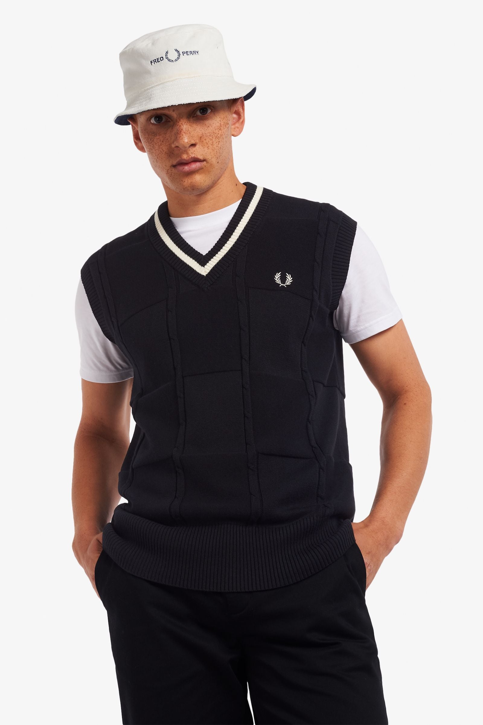Fred Perry Women's Cable Knit Tank Top - Casual Summer Sleeveless Shirt for Streetwear & Layering