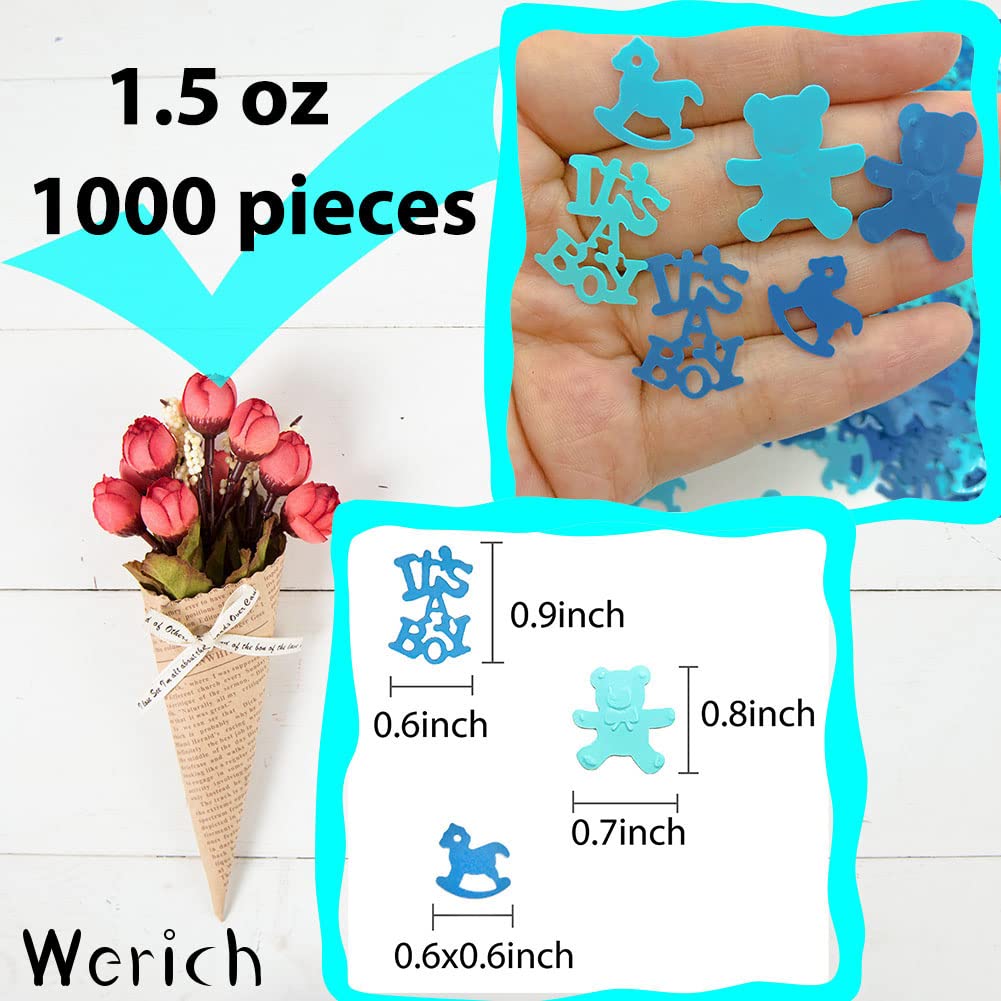 Werich Baby Shower Confetti - Metallic Foil Table Scatters for Gender Reveal, Birthday Party Decorations - Perfect for Baby Shower Games, DIY Party Decor & Table Centerpieces