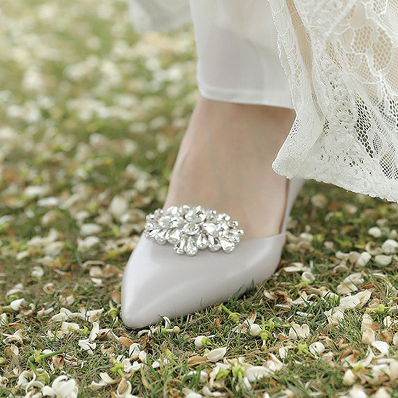 1 Pair Oval Rhinestone Detachable Wedding Shoe Buckles - Elegant Bridal Accessories for Wedding, Prom & Special Occasions