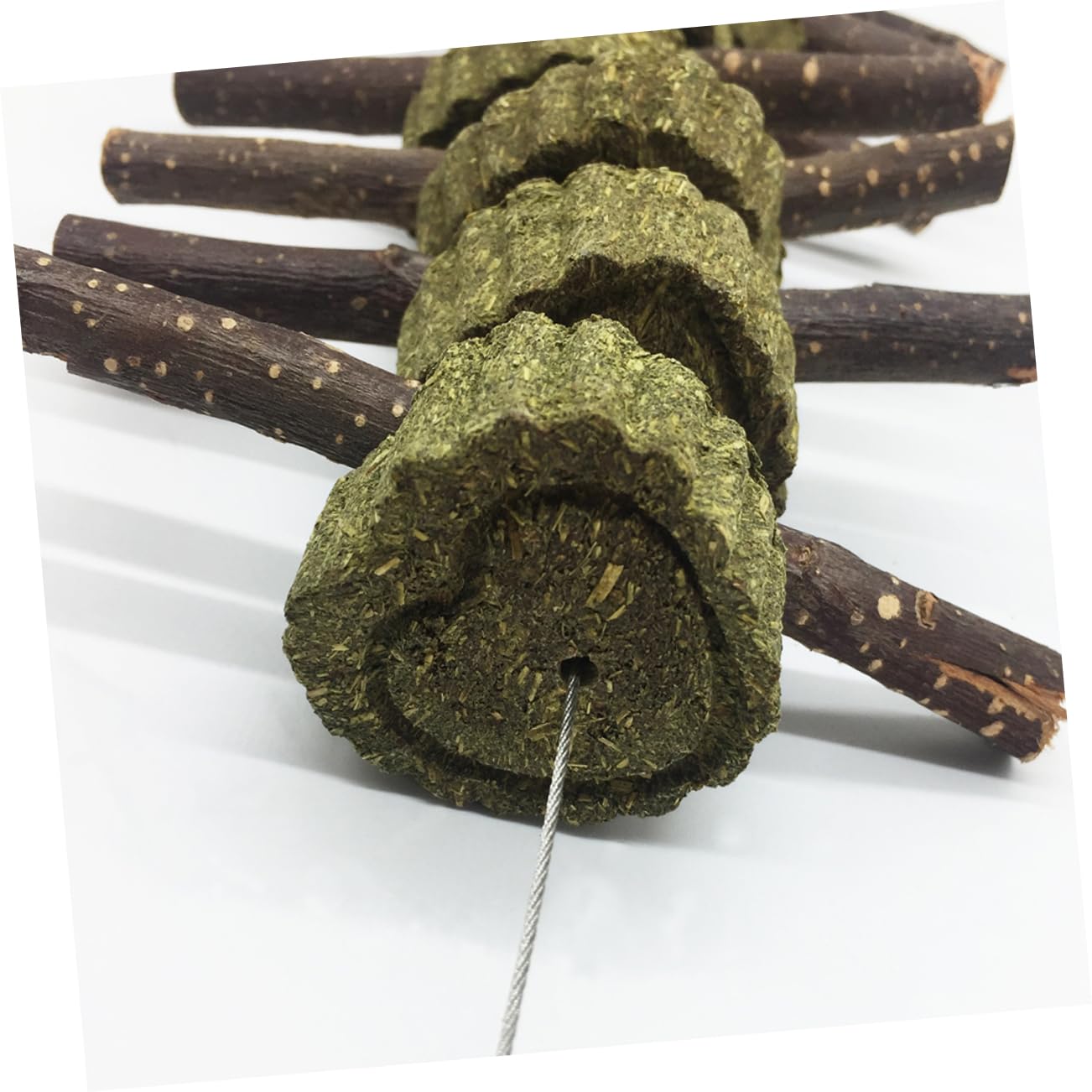 2 Pack Hanging Hamster Chew Toys - Organic Pet Snacks for Parrots, Rabbits, Guinea Pigs & Chinchillas - Small Animal Dental Health Molar Rod - Perfect for Cage Enrichment & Stress Relief