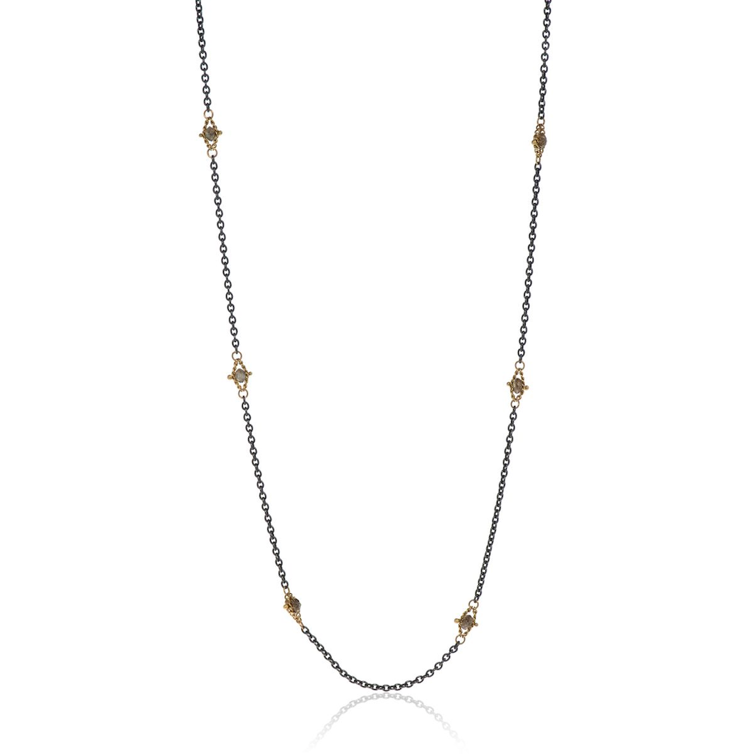 Elegant Contrast Champagne Diamond Necklace for Women - Perfect for Weddings, Anniversaries & Special Occasions