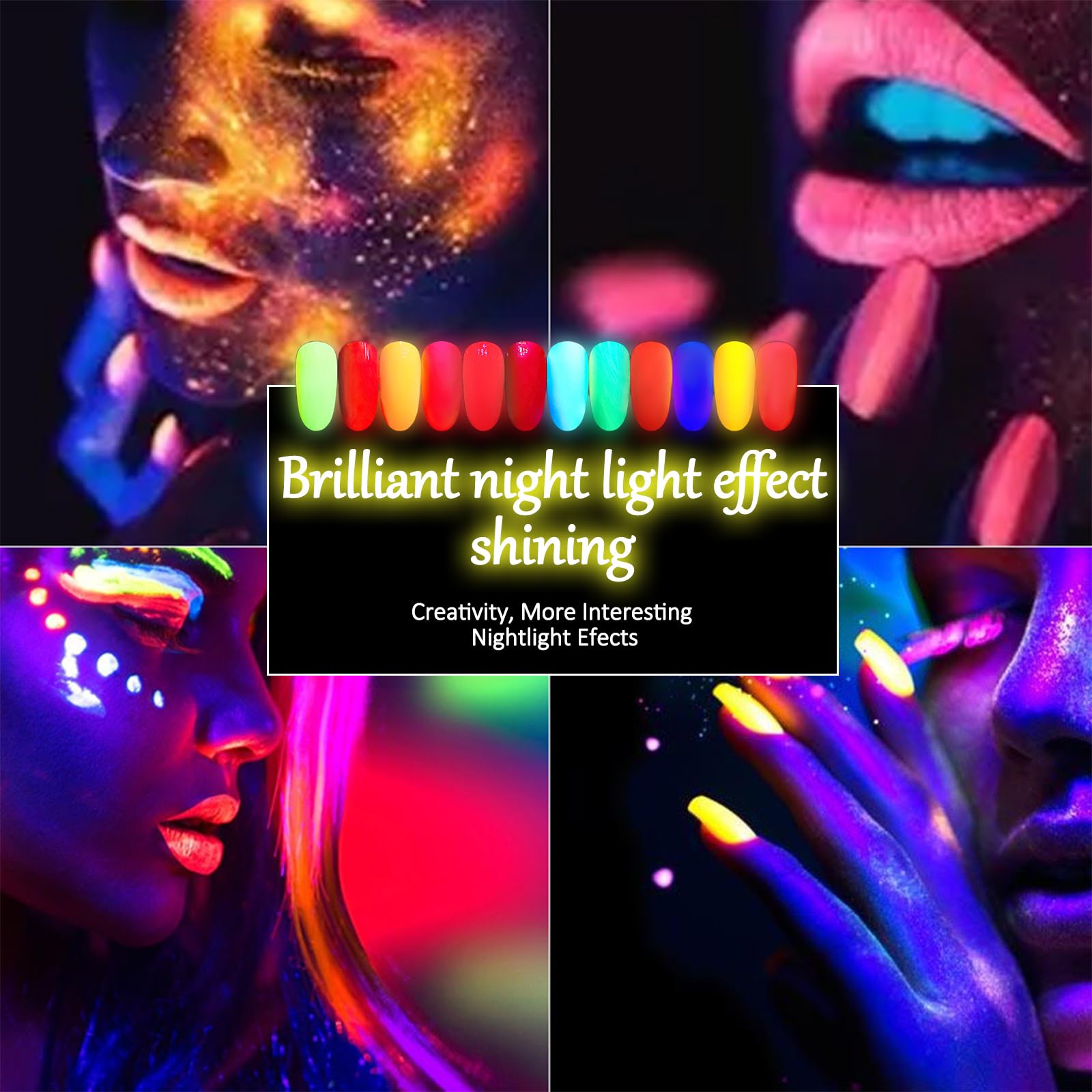 12Pcs Pigment Nail Art Powder Kit - Fluorescent Glitter Dip Powder for Chrome Nails, DIY Manicure Salon Set for Women | Perfect for Home Nail Art, Parties & Special Occasions