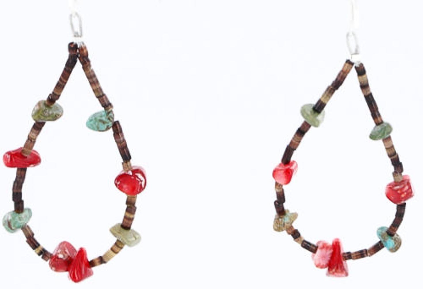 Certified Authentic Navajo .925 Sterling Silver Earrings with Natural Turquoise & Coral - Native American Handmade Jewelry for Women, Perfect for Festivals, Weddings & Boho Fashion