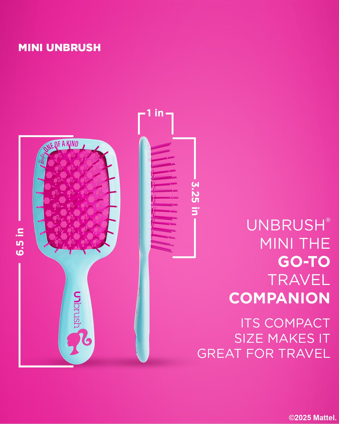 UNbrush Barbie Detangling Brush - One of a Kind Hair Brush for Kids & Adults - Perfect for Wet/Dry Hair, Travel & Home Use