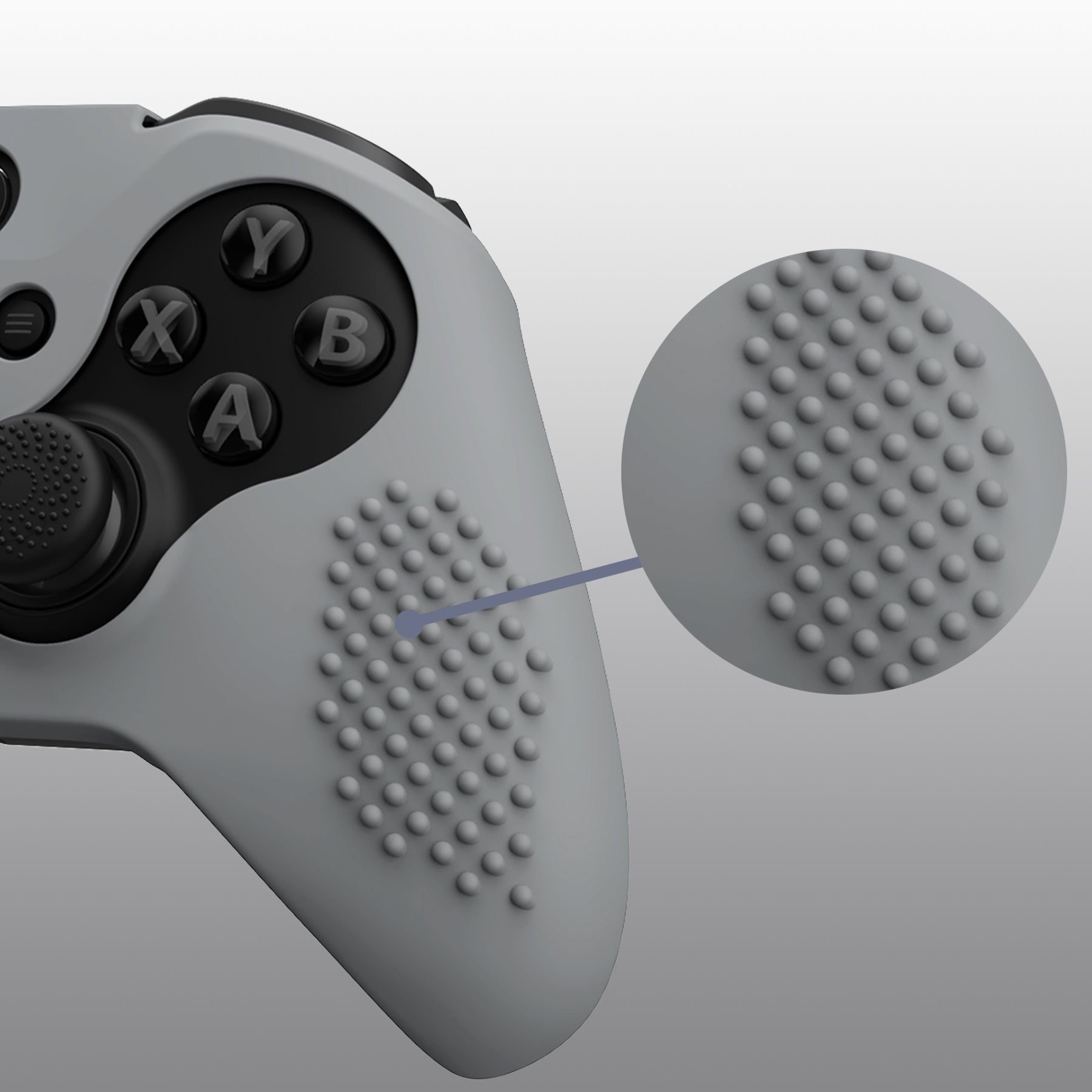eXtremeRate PlayVital Anti-Slip Silicone Cover for Xbox One Elite Series 2 Controller (Model 1797 & Core) - Soft Gray Protective Skin with Thumb Grips & Analog Caps | Enhanced Grip for Gaming, Streaming & Esports | XBOWP0060GC
