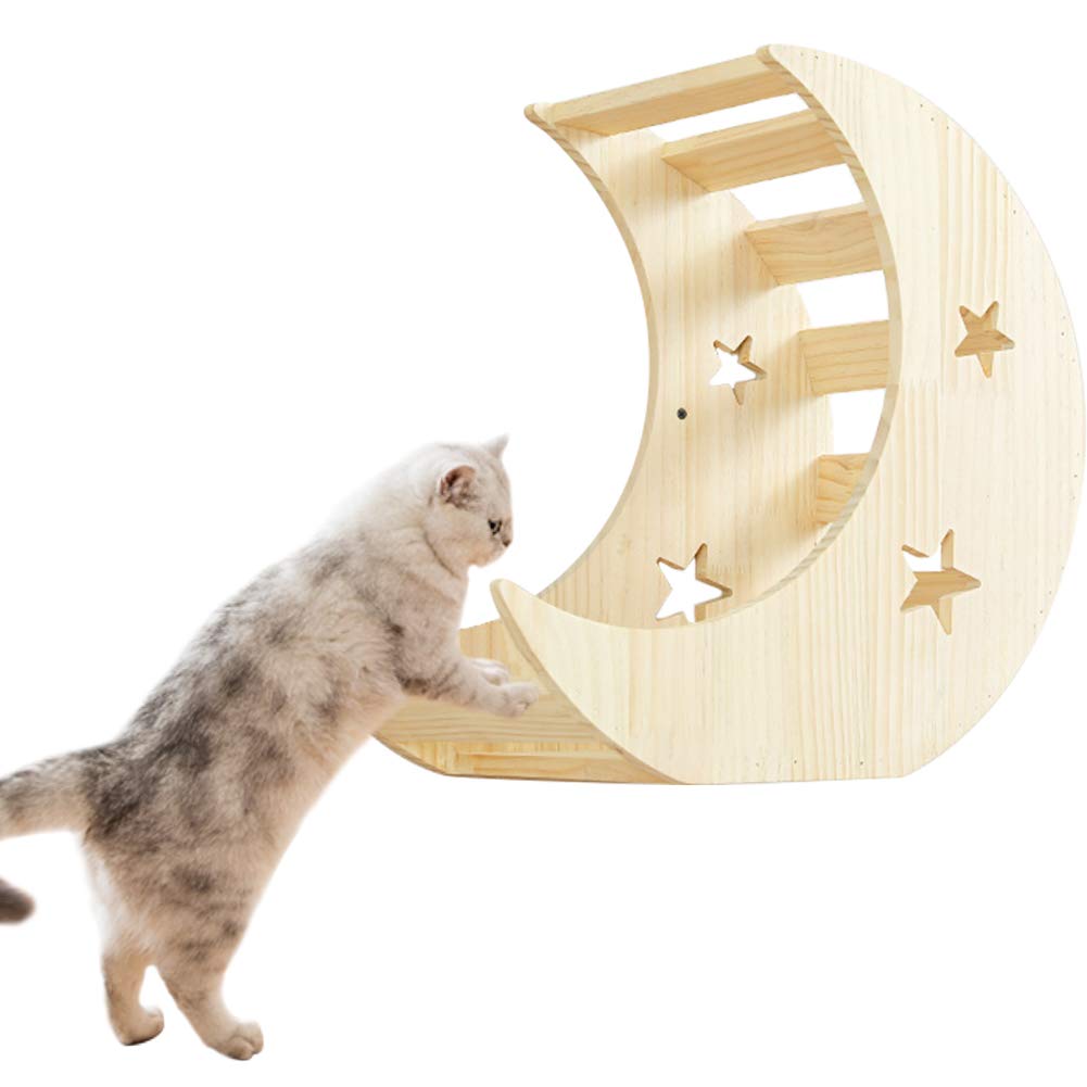 La La Pet® Wall Mounted Cat Bed & Perch - Cozy Cat House, Shelf, Shelter, Steps & Ladder Furniture for Indoor Cats (Moon Design) - Perfect for Small Spaces & Cat Climbing Enrichment