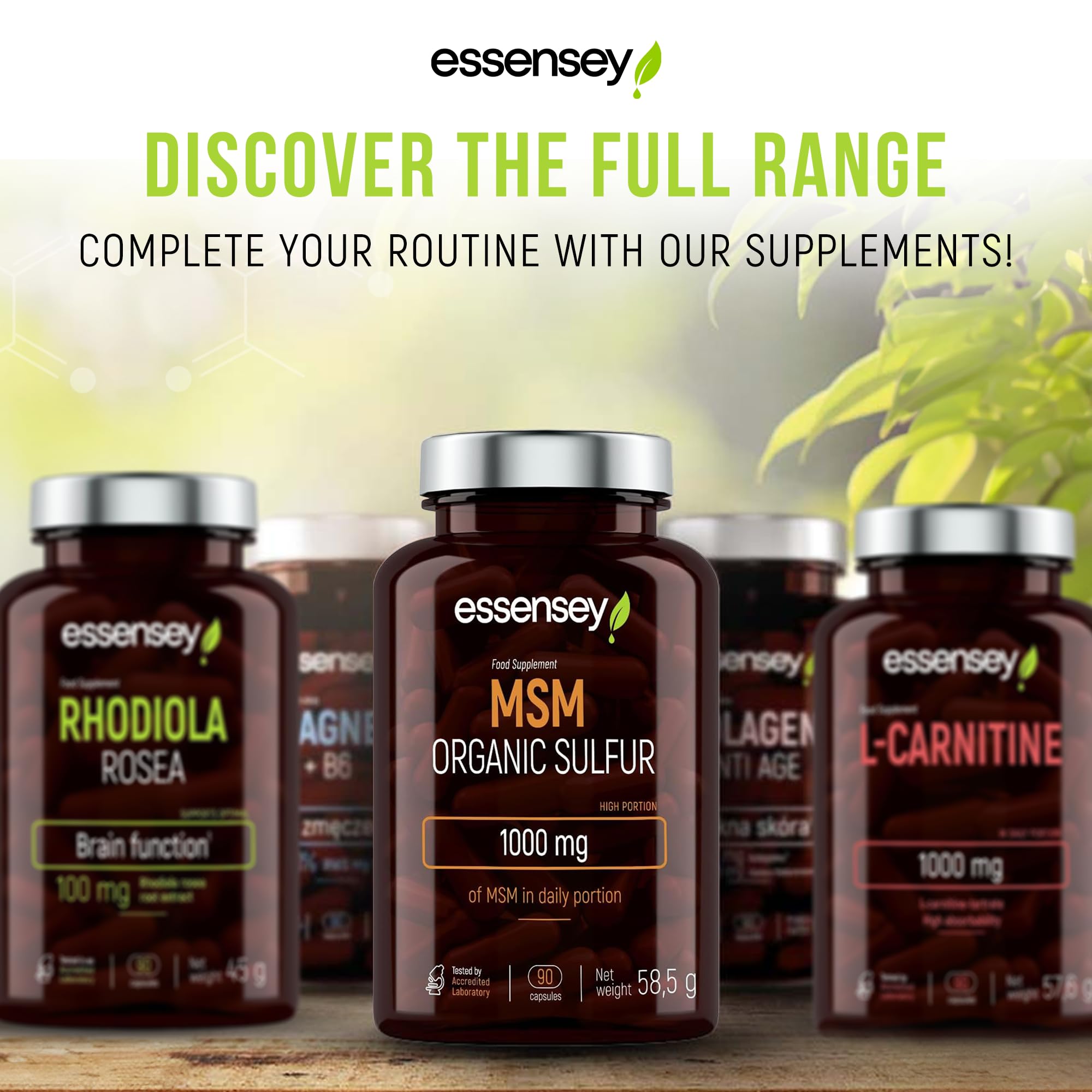 Essensey MSM Organic Sulfur Capsules 1000mg - 90 Count | Joint Support & Muscle Recovery Supplement for Active Lifestyle