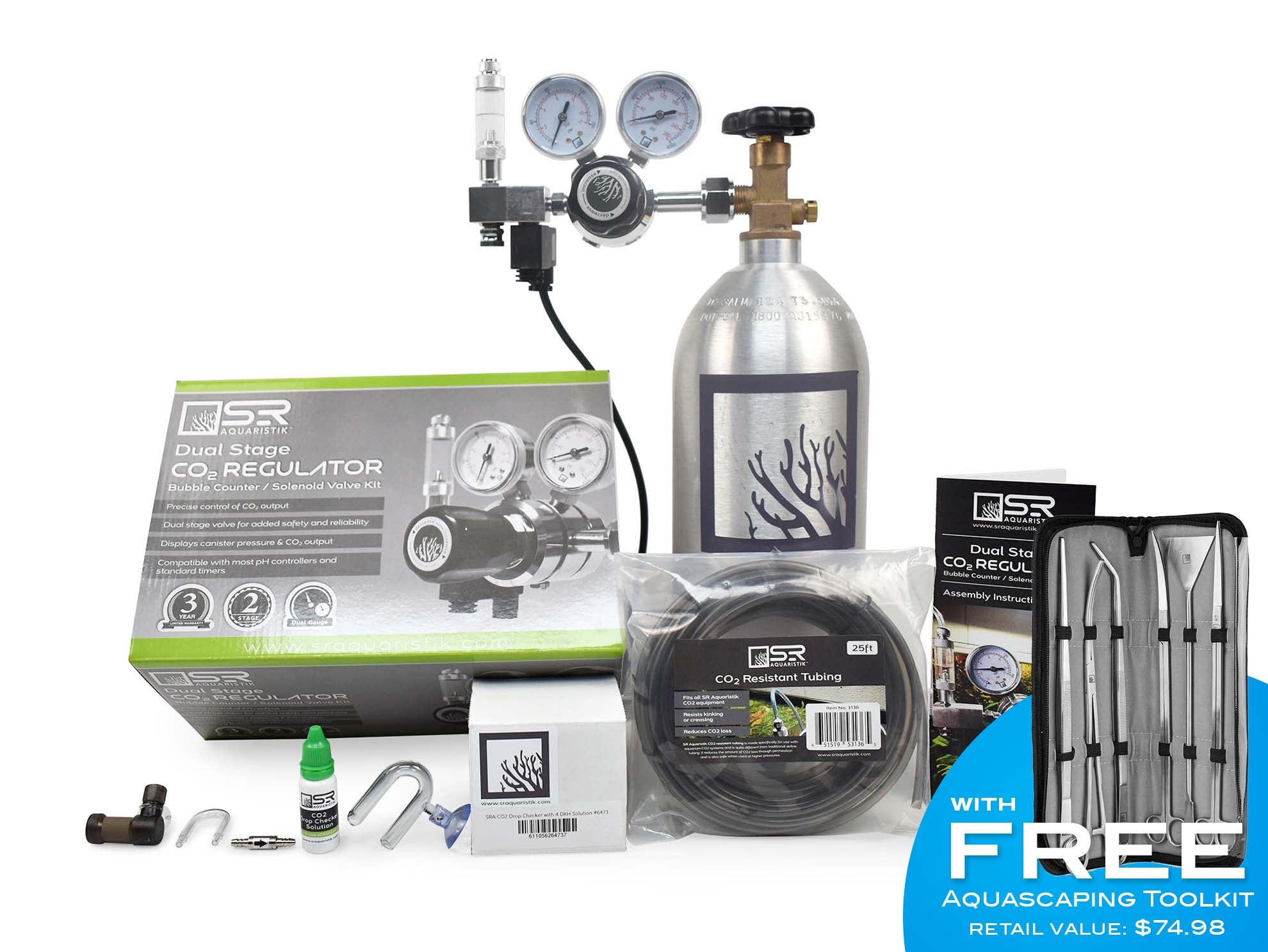 Premium CO2 System for Planted Aquariums - Complete Kit with Regulator, Diffuser & Bubble Counter - Enhance Plant Growth in Freshwater Tanks (Ideal for Aquascaping & Aquatic Plant Enthusiasts)