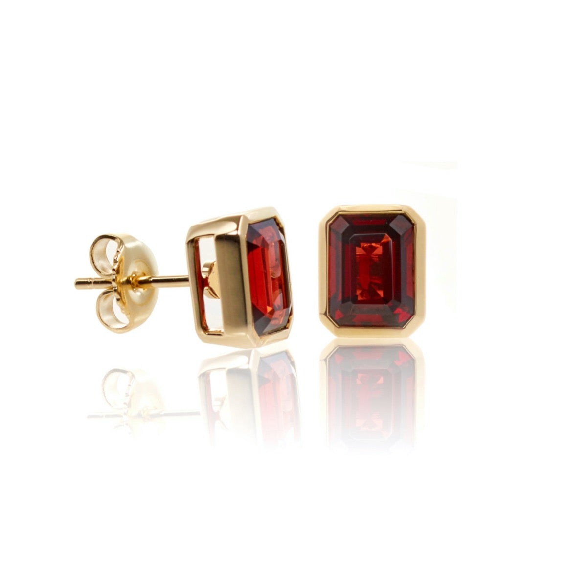 Bezel Set Garnet Earrings for Women - 14K Gold Plated Dangle Hoop Earrings | Perfect for Parties, Weddings & Everyday Wear