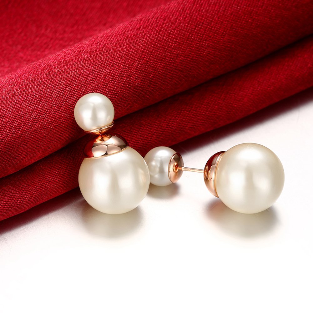 Elegant Double Sided Pearl Stud Earrings for Women - Perfect for Parties & Work