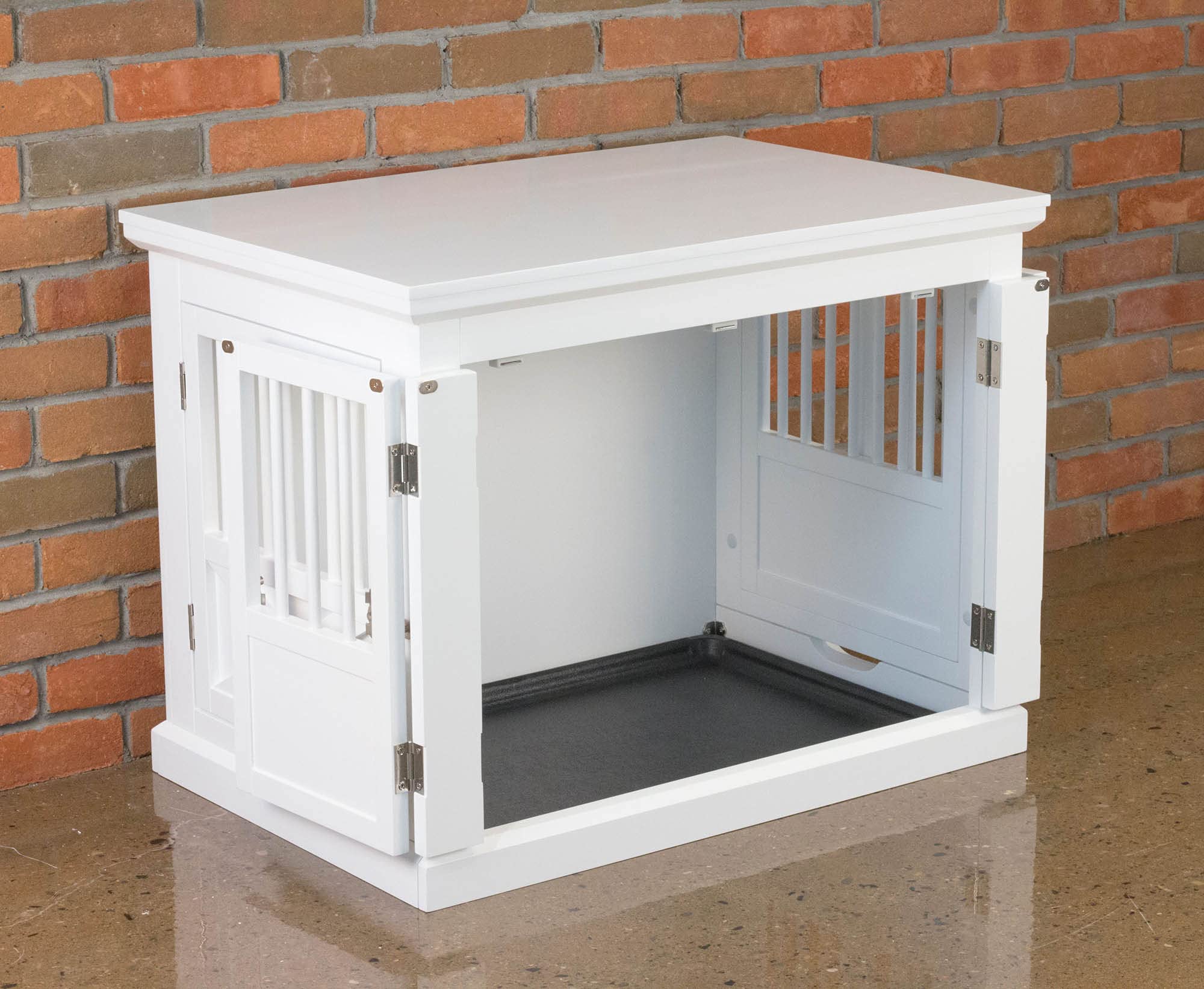 Zoovilla Merry Products Triple Door Medium Dog Crate - White | Indoor & Outdoor Pet Crate for Travel, Training & Home Use