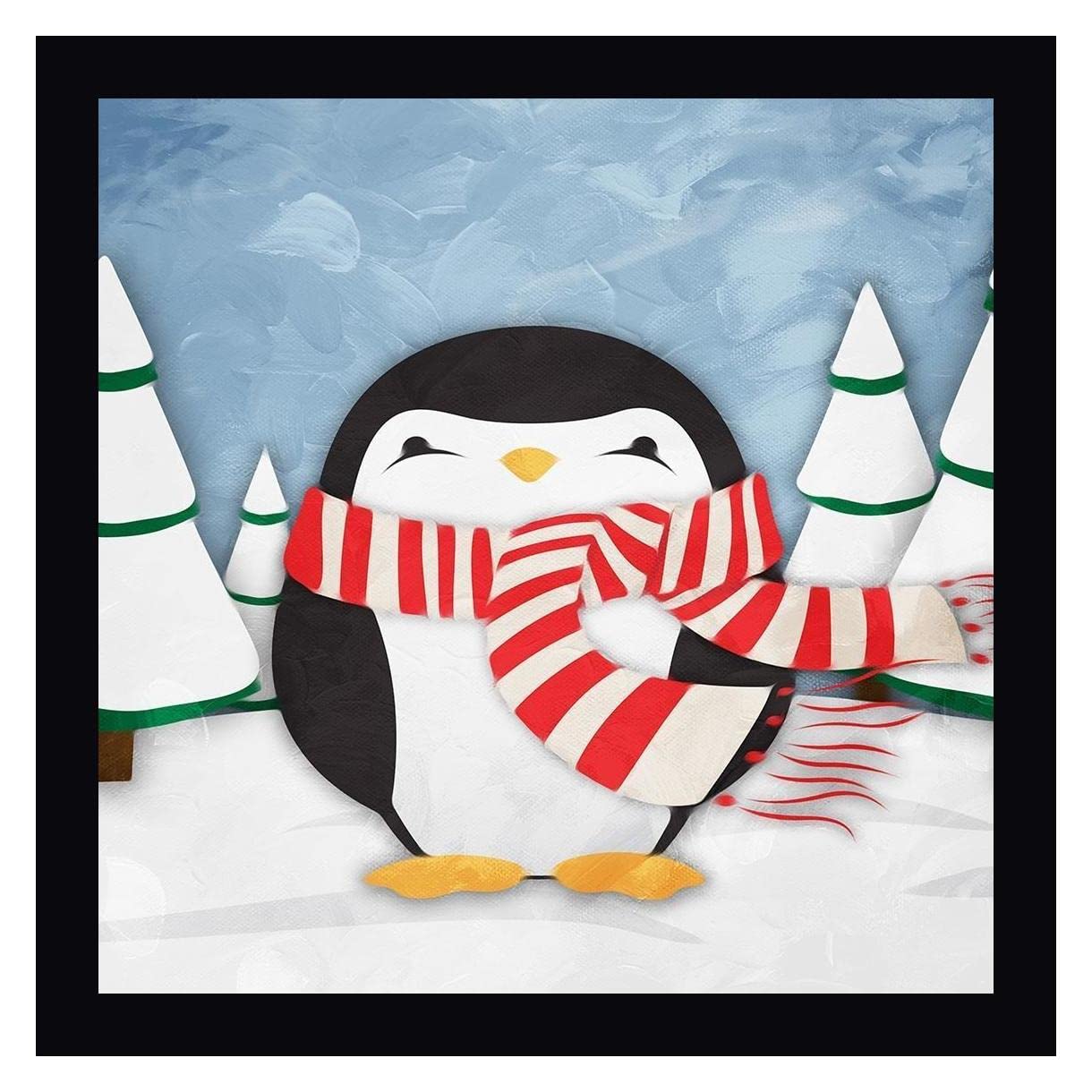 Happy Penguin by Jace Grey - 20x20 Inch Framed Canvas Wall Art Print with Black Wood Frame - Ready to Hang - Perfect for Living Room, Bedroom, Office & Nursery Decor
