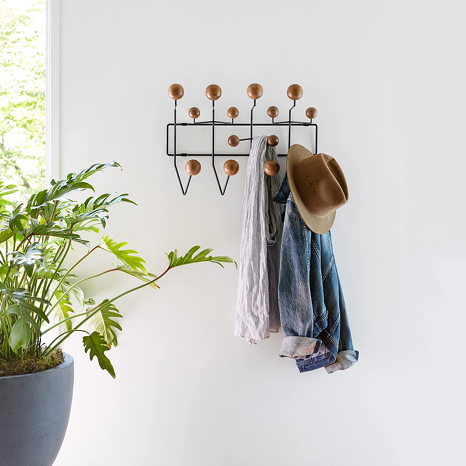 BAIHAO Wall Mounted Coat Rack with Solid Walnut Wood Balls - Classic Metal Entryway Hanger for Jackets, Hats & Scarves - Perfect for Hallway, Bedroom & Mudroom Organization