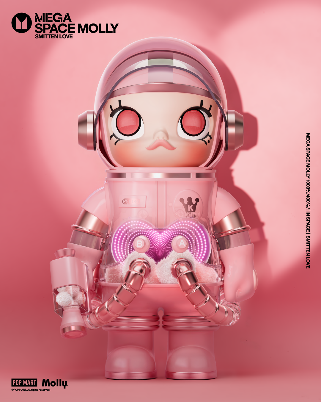 POP MART MEGA SPACE MOLLY 1000% SMITTEN LOVE Collectible Vinyl Figure - Limited Edition Art Toy for Display & Collection - Perfect for Home Decor, Office Display, and Gift Giving
