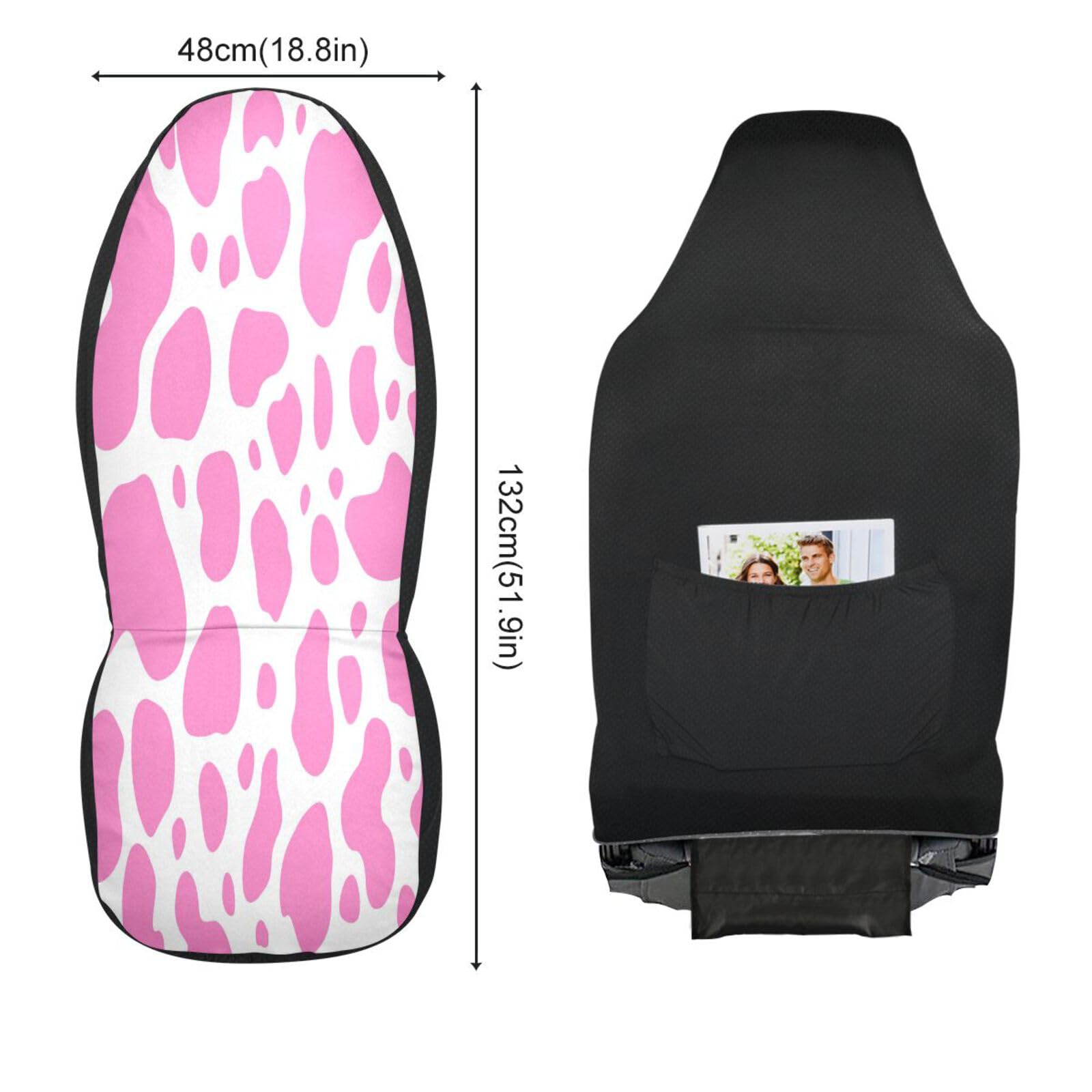 Pink Cow Print Non-Slip Water Resistant Breathable Car Seat Cover Protector - Universal Fit for SUV, Auto, Truck (1 Pack) - Perfect for Road Trips, Daily Commute & Pet Protection