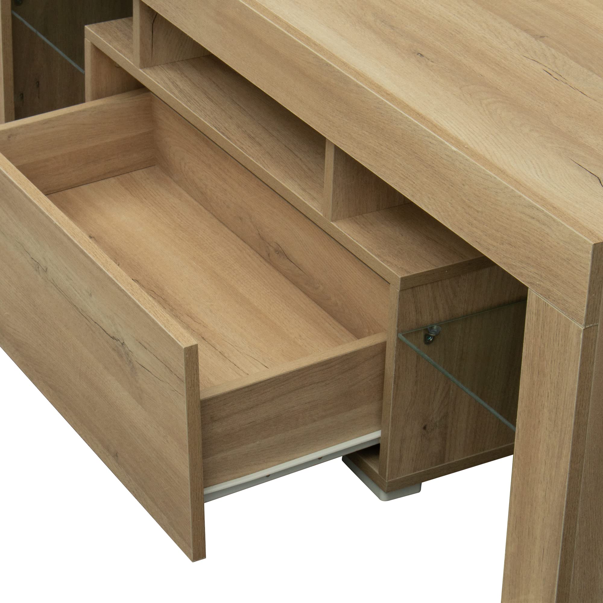 RGB LED TV Stand with Storage for Flat Screen TVs & Gaming Consoles - Modern Wood Entertainment Center for Living Room, Lounge & Game Room Setup