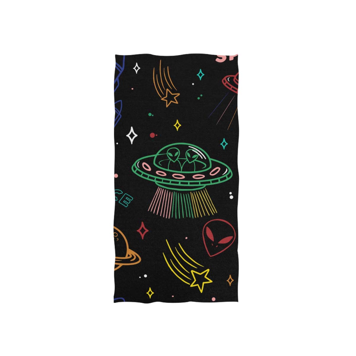 Premium UFO Aliens Spaceship Planet Hand Towel - Ultra Soft 30x15 Inch Luxury Bath Towel for Kitchen, Bathroom & Spa - Fun Sci-Fi Themed Home Decor Gift