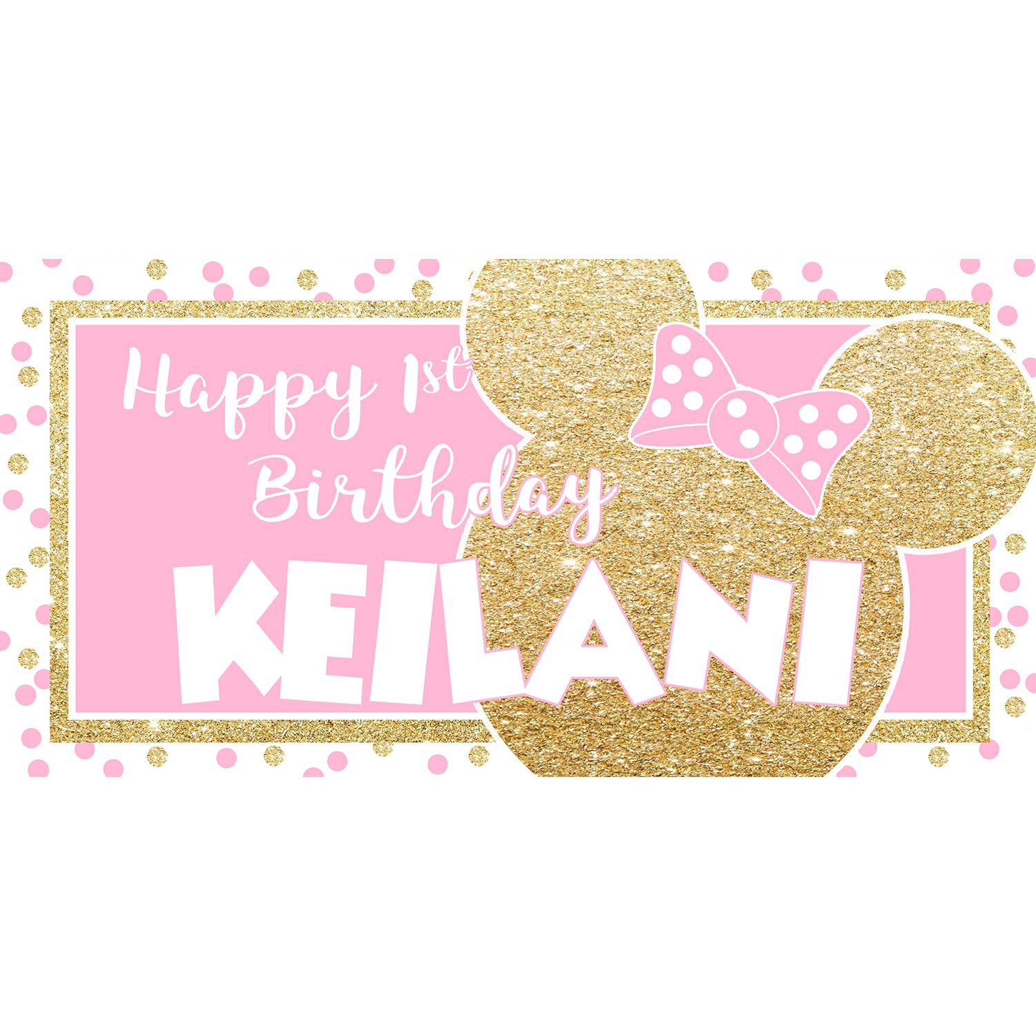 Personalized Minnie Mouse Ears Birthday Banner - Custom Disney Party Decor for Girls' Birthday Celebrations & Baby Showers
