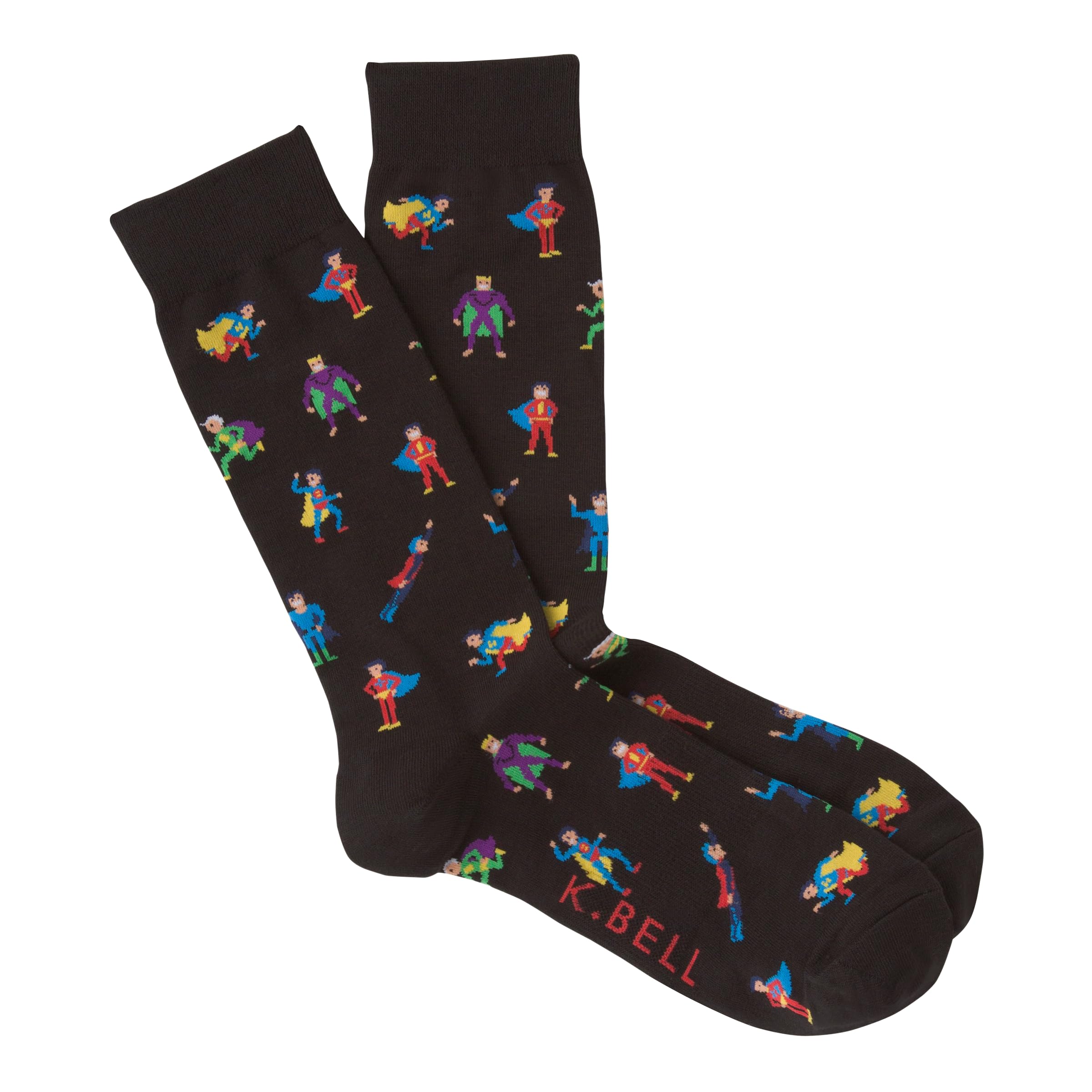 K. Bell Men's Fun Conversation Starter Crew Socks - 1 Pair - Cool & Funny Pop Culture Gift Socks for Geeks, Gamers & Movie Fans - Perfect Gift for Birthday, Christmas & Office Parties