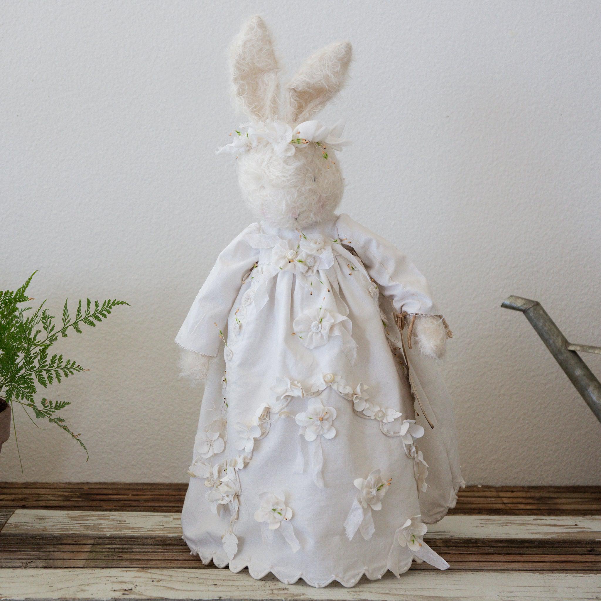 Hutch Studio Elegant Ellie Eyelet Bunny - Soft Mohair Plush Toy for Kids, Perfect for Nursery Decor, Baby Shower Gifts & Cuddly Companions