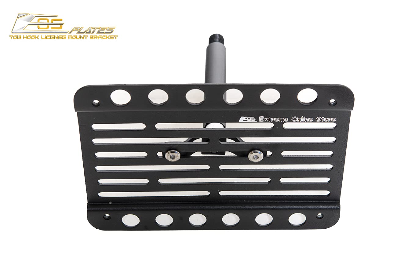 2016-2023 Tesla Model 3 Front Bumper Tow Hook License Plate Mount Relocator - EOS Plate Version 1 with Lowering Extension Bracket (Mid Size) | Perfect for Car Shows, Parking Compliance & Enhanced Vehicle Aesthetics