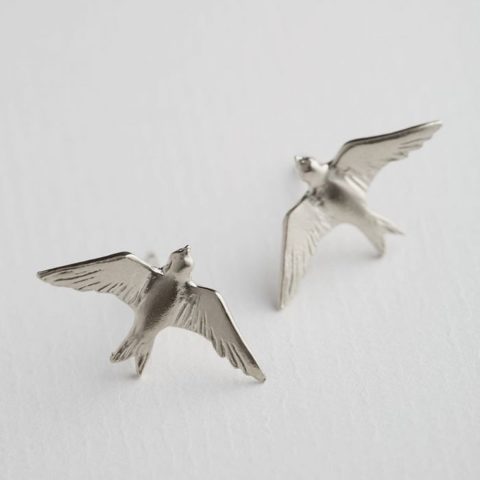 Flying Swallow Stud Earrings - Sterling Silver Bird Jewelry for Women - Perfect for Everyday Wear & Gift Giving