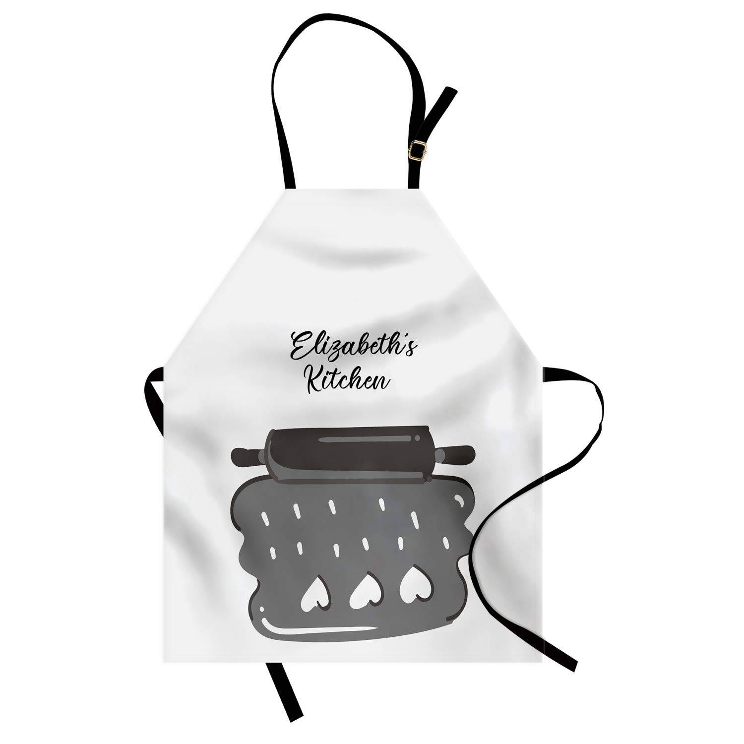 Ambesonne Personalized Chef Apron for Baking & Cooking - Cartoon Love Theme with Colorful Rolling Pin Dough Design - Adjustable Neck Unisex Kitchen Bib for Adults - Perfect for Home Cooks, Bakers & Culinary Enthusiasts - Taupe Grey