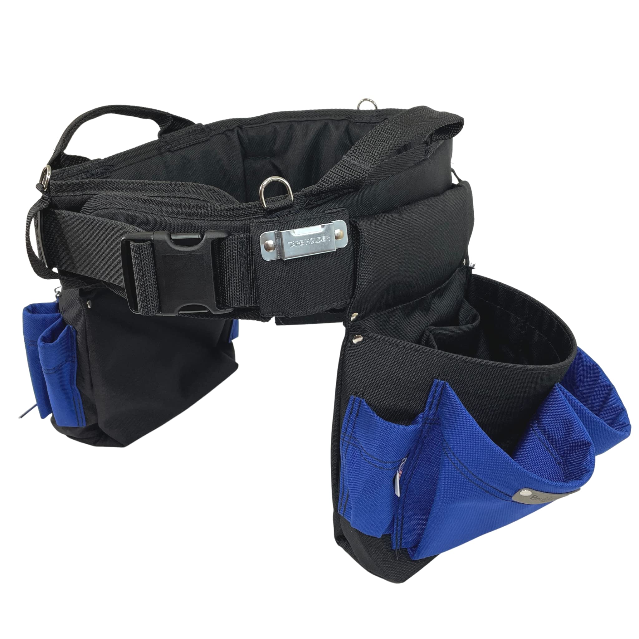 BOULDER BAG Professional Electrician's MAX Combo Tool Belt with Comfort Back Support & Quick Release Buckle - Heavy Duty Work Belt for Electricians, Blue (2XL 43-48 Inch Waist) - Made in USA - Perfect for Construction, Wiring & Electrical Repairs