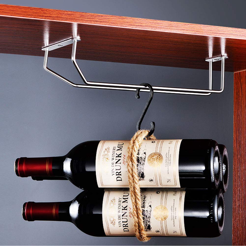 Premium Stainless Steel Under Cabinet Wine Glass Rack - Chrome Finish Hanging Stemware Holder for Kitchen, Bar & Dining Room (10 Inch) - Perfect for Organizing Wine Glasses & Saving Counter Space
